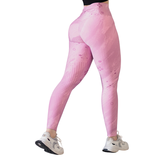 Leggings Deportivos para Mujer Fitness: Efecto Push Up, Cintura Alta, Textil Lycra Transpirable con Acabado Liso Piedra, Color Pink | Adriana Olimpo