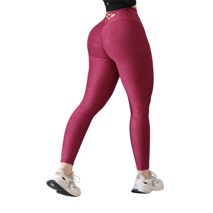 Leggings Deportivos para Mujer Fitness:  Efecto Push Up, Cintura Alta, Textil Lycra Transpirable con Relieves abstracto, Color Tinta | Adriana Olimpo