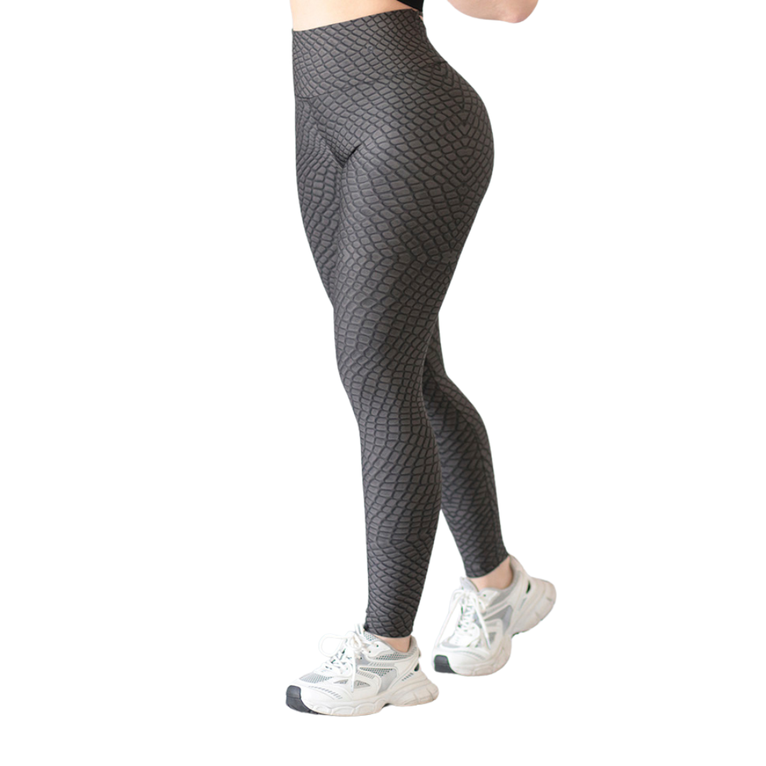 Leggings Deportivos para Mujer Fitness: Efecto Push Up, Cintura Alta, Textil Lycra Transpirable con Acabado Liso, Color Gris Profundo | Adriana Olimpo