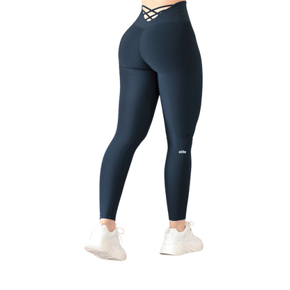 Leggings Deportivos para Mujer Fitness: Efecto Push Up, Cintura Alta, Textil Lycra Transpirable con Acabado Liso, Color Azul Marino | Adriana Olimpo