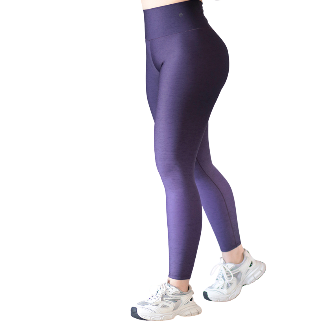 Leggings Deportivos para Mujer Fitness: Efecto Push Up, Cintura Alta, Textil Lycra Transpirable con Acabado Liso Jaspe, Color Morado Degradado | Adriana Olimpo