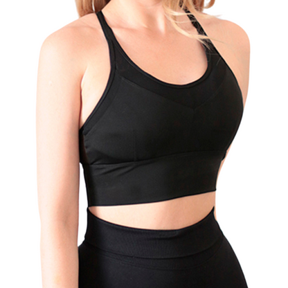 Top para Mujer Fitness: Efecto Alto Impacto, Ajuste Perfecto, Textil Liso Transpirable, Color  Negro | Adriana Olimpo