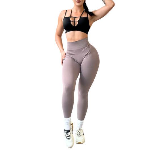 Leggings Deportivos para Mujer Fitness: Seamless Efecto Push Up, Cintura Alta, Textil Tejido Liso Suave Transpirable, Color; Negro, Almendra, Azul Marino, Gris Oxford, Azul Baby | Adriana Olimpo