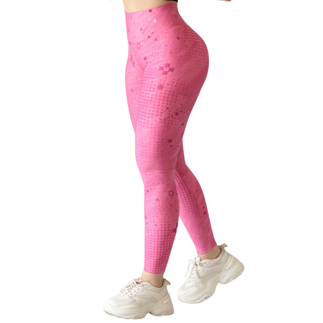 Leggings Deportivos para Mujer Fitness: Efecto Push Up, Cintura Alta, Textil Lycra Transpirable con Acabado Liso, Rosa | Adriana Olimpo