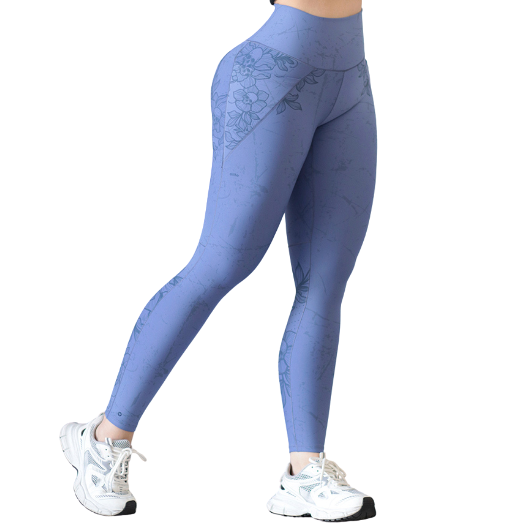 Leggings Deportivos para Mujer Fitness: Efecto Básico, Cintura Alta, Textil Lycra Transpirable con Acabado Liso, Color Azul | Adriana Olimpo