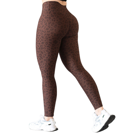 Leggings Deportivos para Mujer Fitness: Efecto Push Up, Cintura Alta, Textil Lycra Transpirable con Acabado Liso, Color Capuchino Print | Adriana Olimpo