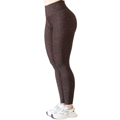 Leggings Deportivos para Mujer Fitness: Efecto Push Up, Cintura Alta, Textil Lycra Transpirable con Acabado Liso Print, Color Cafe | Adriana Olimpo