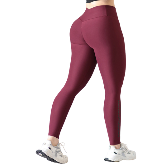 Leggings Deportivos para Mujer Fitness: Efecto Push Up, Cintura Alta, Con Bolsillos Laterales, Textil Lycra Transpirable con Acabado Liso, Color Tinta | Adriana Olimpo