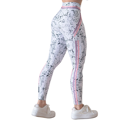 Leggings Deportivos para Mujer Fitness: Efecto Básico, Cintura Alta, Textil Lycra Transpirable con Acabado Liso Pain, Blanco | Adriana Olimpo