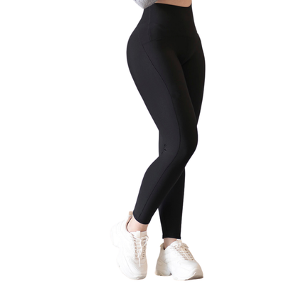 Leggings Deportivos para Mujer Fitness: Efecto Básico, Cintura Alta, Textil Lycra Transpirable con Acabado Liso, Color Black | Adriana Olimpo