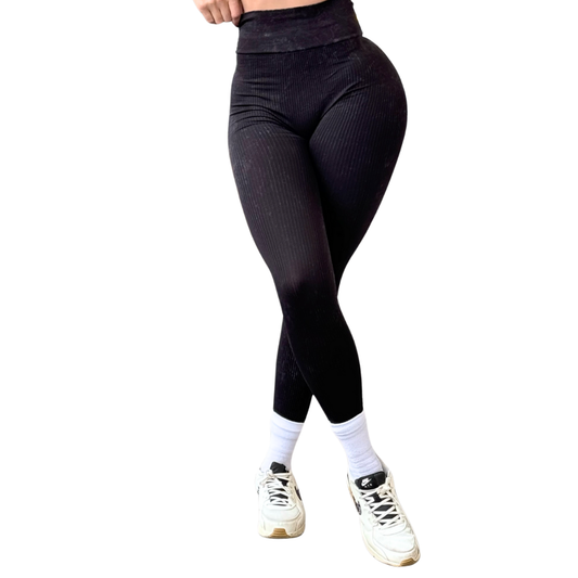 Leggings Deportivos para Mujer Fitness: Efecto Push Up, Cintura Alta, Textil Tejido Seamless Transpirable, Negro | Adriana Olimpo