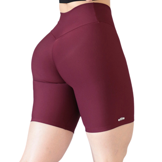 Biker Deportivos para Mujer Fitness: Efecto Push Up, Cintura Alta, Textil Lycra Transpirable con Acabado Liso, Color Vino | Adriana Olimpo