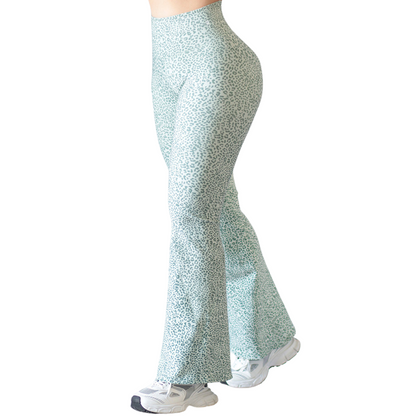 Leggings Deportivos para Mujer Fitness: Efecto Básico, Cintura Alta, Textil Lycra Transpirable con Acabado Liso Mini Print, Color Menta | Adriana Olimpo