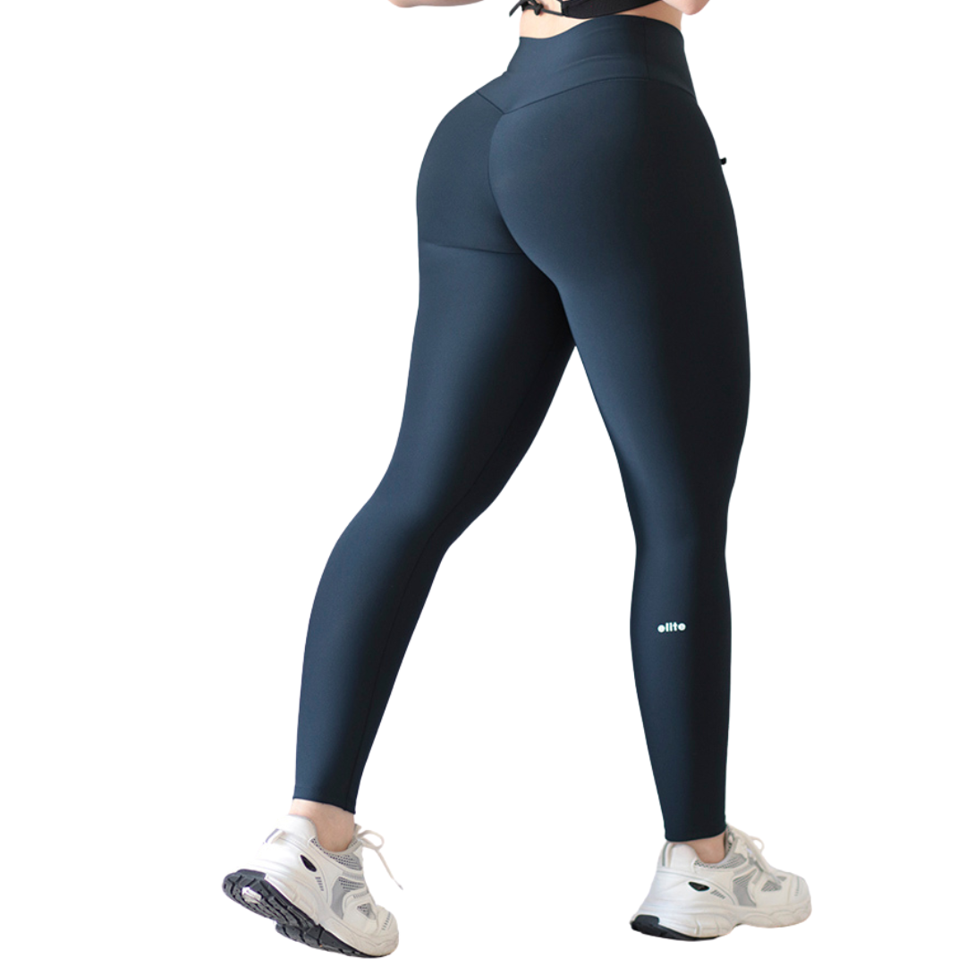 Leggings Deportivos para Mujer Fitness: Efecto Push Up, Cintura Alta, Textil Lycra Transpirable con Acabado Liso, Color Azul Poeta | Adriana Olimpo