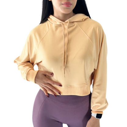 Sudadera Hood para Mujer Fitness: Textil Transpirable Acabado Liso, Amarillo | Adriana Olimpo