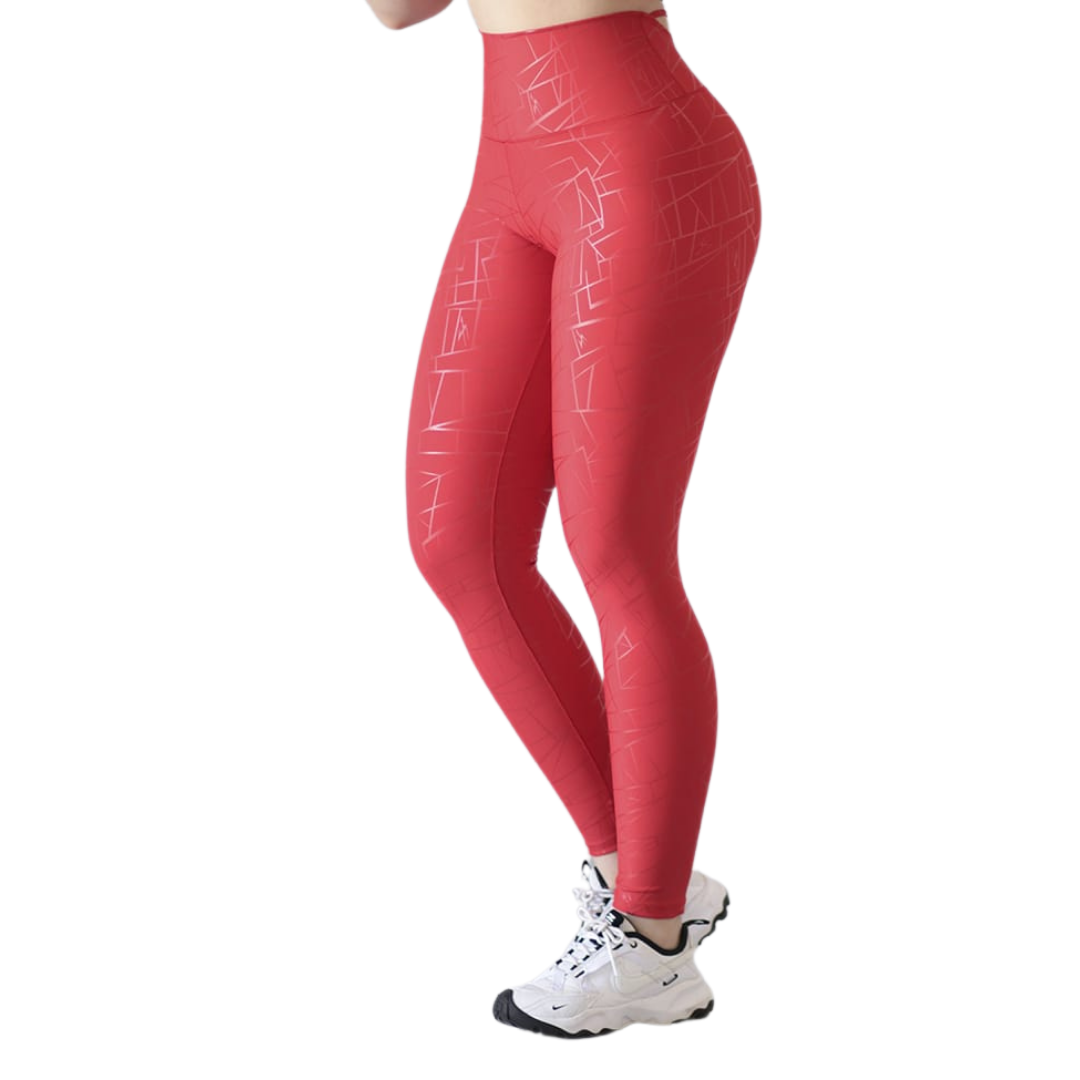 LEGGIN ELITE: EFECTO PUSH UP, TEXTIL REFLECTANTE TEXTURIZADO ✨ | ROJO