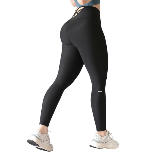 Leggings Deportivos para Mujer Fitness: Efecto Push Up, Cintura Alta, Textil Lycra Transpirable con Acabado Liso, Color Negro | Adriana Olimpo