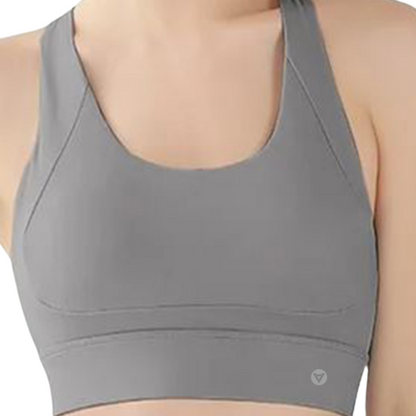 Top para Mujer Fitness: Efecto Alto Impacto, Textil Liso, Transpirable,Grey | Adriana Olimpo