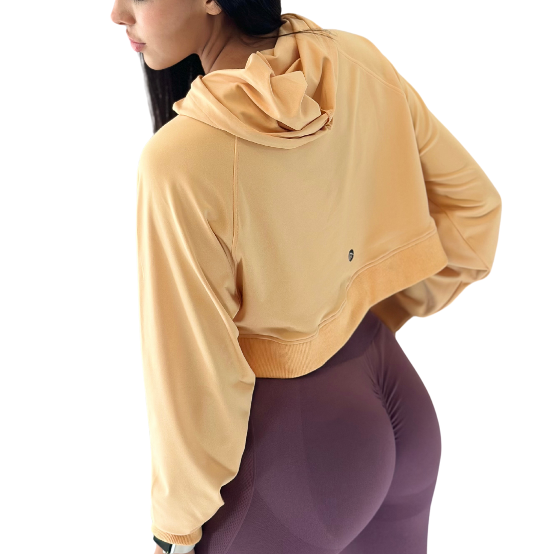 Sudadera Hood para Mujer Fitness: Textil Transpirable Acabado Liso, Amarillo | Adriana Olimpo