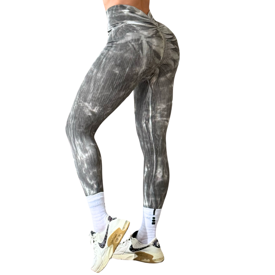 Leggings Deportivos para Mujer Fitness: Efecto Push Up, Cintura Alta, Textil Tejido Seamless Transpirable, Gris | Adriana Olimpo