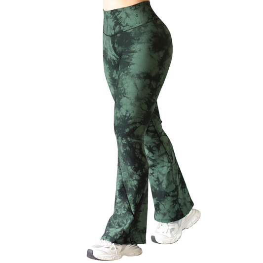 Leggings Deportivos para Mujer Fitness: Efecto Básico, Cintura Alta, Textil Lycra Transpirable con Acabado Liso, Color Verde Tye | Adriana Olimpo