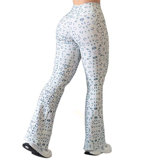 Leggings Deportivos para Mujer Fitness: Efecto Push Up, Cintura Alta, Textil Lycra Transpirable con Acabado Liso, Print Blanco-Azul | Adriana Olimpo