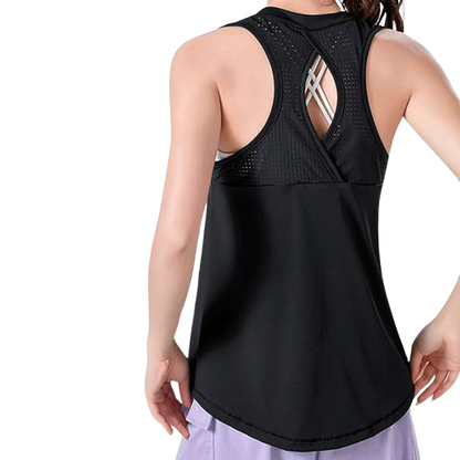 Blusa Manga Corta para Mujer: Corte ajustado, cuello redondo, textil de lycra transpirable con acabado liso con Transparencia, Negro | Adriana Olimpo