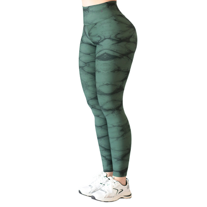 Leggings Deportivos para Mujer Fitness: Efecto Push Up, Cintura Alta, Textil Lycra Transpirable con Acabado Liso Tie, Color Verde | Adriana Olimpo