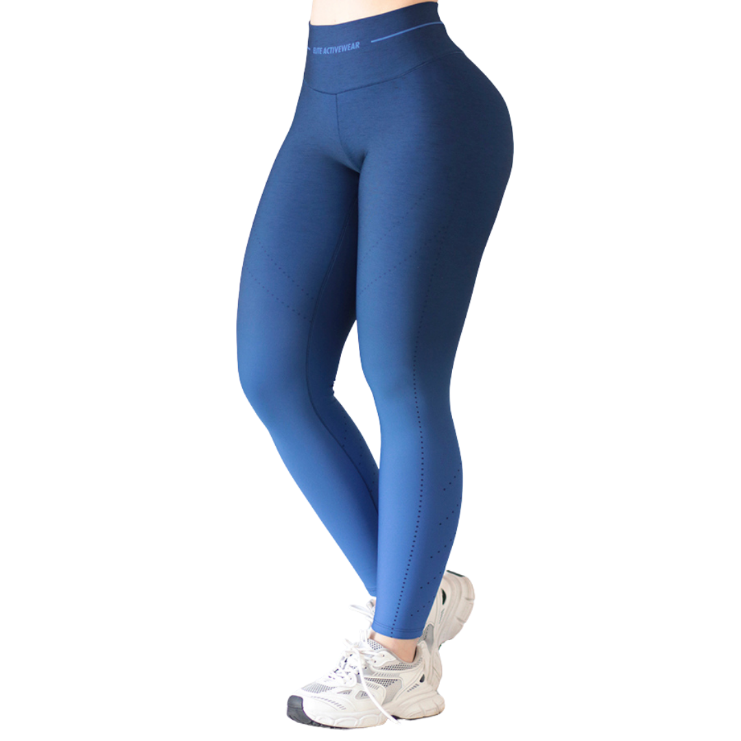 Leggings Deportivos para Mujer Fitness: Efecto Básico, Cintura Alta, Textil Lycra Transpirable con Acabado Liso, Color Azul Indigo | Adriana Olimpo