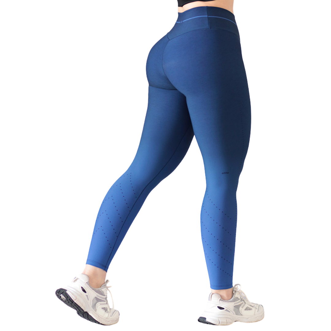 Leggings Deportivos para Mujer Fitness: Efecto Básico, Cintura Alta, Textil Lycra Transpirable con Acabado Liso, Color Azul Indigo | Adriana Olimpo