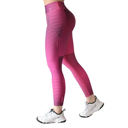 Leggings Deportivos para Mujer Fitness: Efecto Básico, Cintura Alta, Textil Lycra Transpirable con Acabado Liso Lineal, Rosa Fucsia | Adriana Olimpo