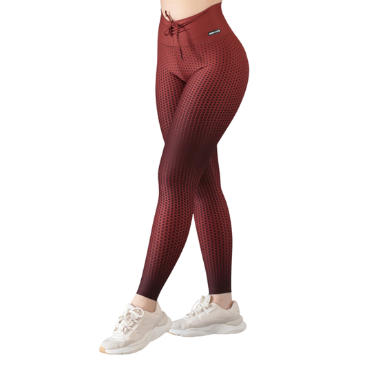 Leggings Deportivos para Mujer Fitness: Efecto Pus Up, Cintura Alta, Textil Lycra Transpirable con Acabado Liso, Naranja Quemado Puntos | Adriana Olimpo