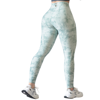 Leggings Deportivos para Mujer Fitness: Efecto Básico, Cintura Alta, Textil Lycra Transpirable con Acabado Liso, Aqua | Adriana Olimpo