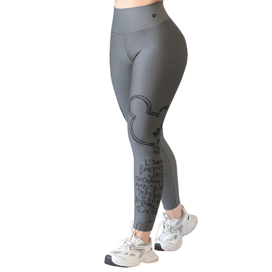 Leggings Deportivos para Mujer Fitness: Efecto Básico, Cintura Alta, Textil Lycra Transpirable con Acabado Liso Mikey, Color Gris | Adriana Olimpo