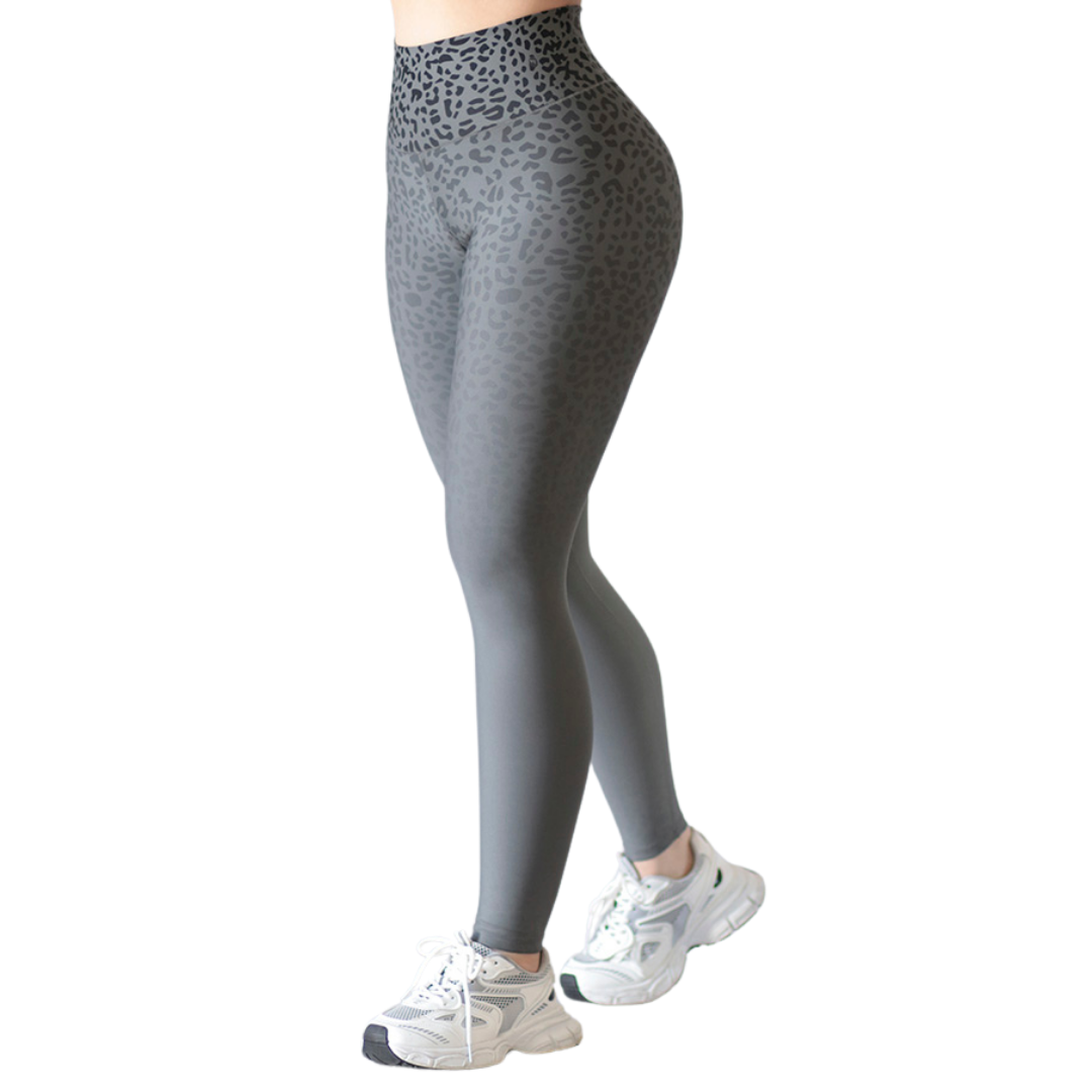 Leggings Deportivos para Mujer Fitness: Efecto Básico, Cintura Alta, Textil Lycra Transpirable con Acabado Liso, Gris Degradado | Adriana Olimpo