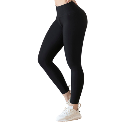 Leggings Deportivos para Mujer Fitness: Efecto Push Up, Cintura Alta, Textil Lycra Transpirable con Acabado Liso, Color Negro | Adriana Olimpo