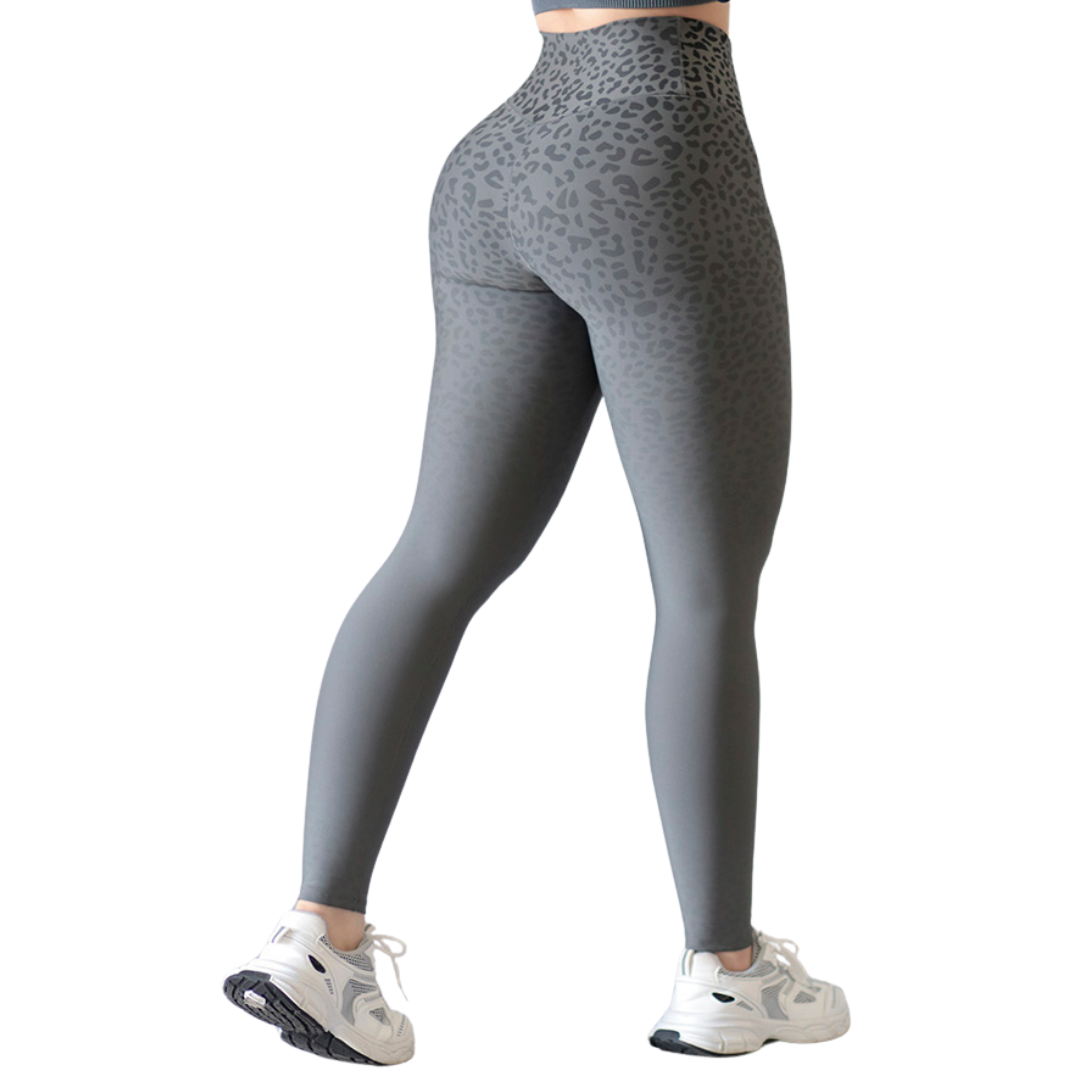 Leggings Deportivos para Mujer Fitness: Efecto Básico, Cintura Alta, Textil Lycra Transpirable con Acabado Liso, Gris Degradado | Adriana Olimpo