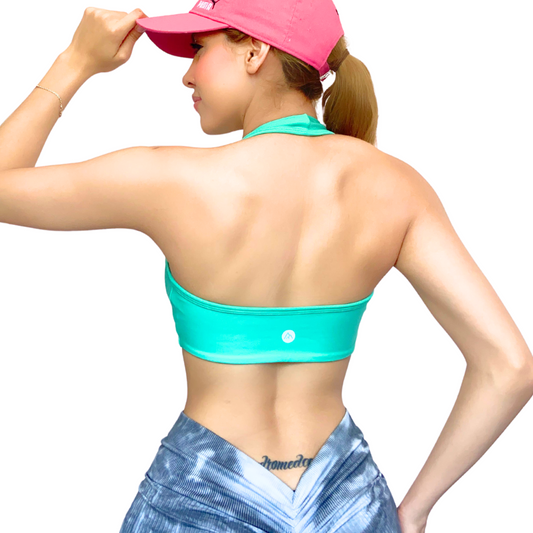 Top para Mujer Fitness: Twist Alto Impacto, Textil Liso, Transpirable, Color Menta | Adriana Olimpo