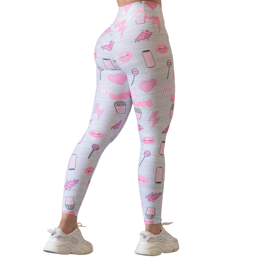 Leggings Deportivos para Mujer Fitness: Efecto Push Up, Cintura Alta, Textil LycraTranspirable con Acabado Liso Candy, Rosa Chicle | Adriana Olimpo