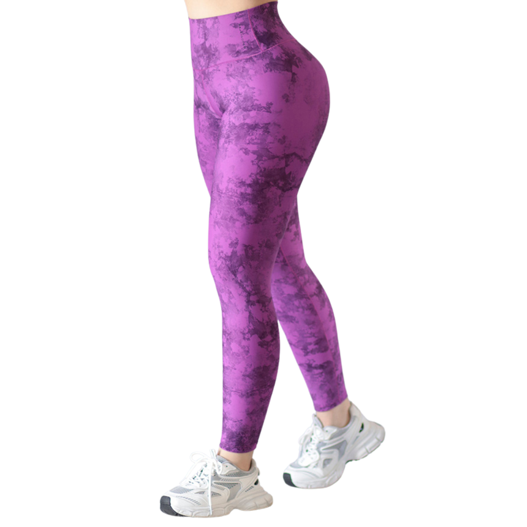 Leggings Deportivos para Mujer Fitness: Efecto Básico, Cintura Alta, Textil Lycra Transpirable con Acabado Liso, Morado | Adriana Olimpo