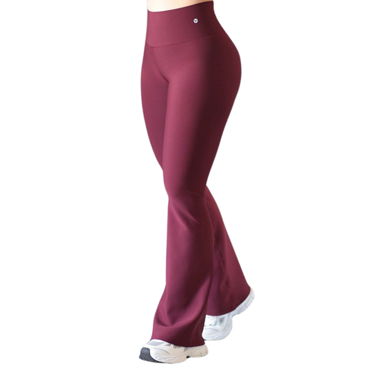 Leggings Deportivos para Mujer Fitness: Efecto Push Up, Cintura Alta, Textil Lycra Transpirable con Acabado Liso, Color Vino | Adriana Olimpo