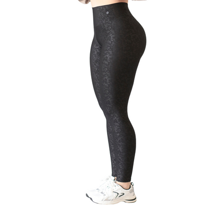 Leggings Deportivos para Mujer Fitness:  Efecto Push Up, Cintura Alta, Textil Lycra Transpirable con Relieves Rang, Color Negro | Adriana Olimpo