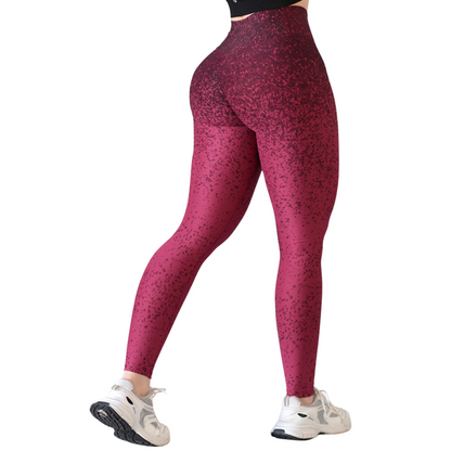 Leggings Deportivos para Mujer Fitness: Efecto Push Up, Cintura Alta, Textil Lycra Transpirable con Acabado Liso Puntitos, Color Vino | Adriana Olimpo