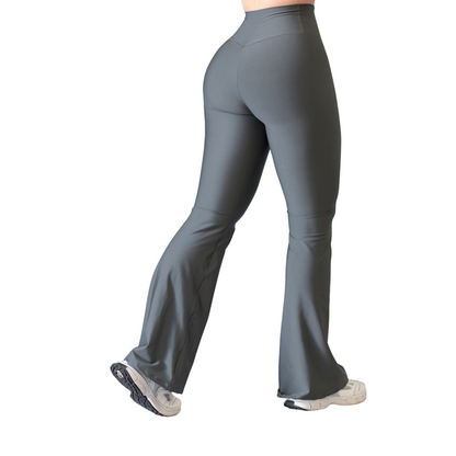 Leggings Deportivos para Mujer Fitness:  Campana, Efecto Push Up, Cintura Alta, Textil Lycra Transpirable con Acabado Liso, Color Gris | Adriana Olimpo