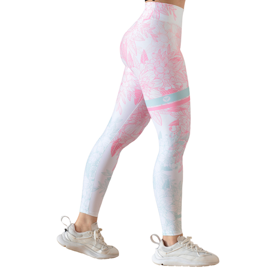 Leggings Deportivos para Mujer Fitness: Efecto Básico, Cintura Alta, Textil Lycra Transpirable con Acabado Liso, Naturaleza Rosa| Adriana Olimpo