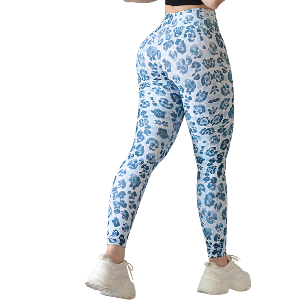 LEGGIN ELITE: EFECTO PUSH UP, TEXTIL LISO | AZUL PRINT