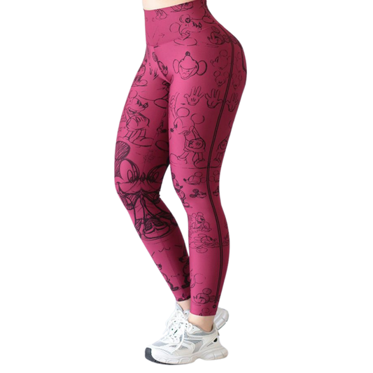 Leggings Deportivos para Mujer Fitness: Efecto Básico, Cintura Alta, Textil Lycra Transpirable con Acabado Liso Mikey, Color Tinto | Adriana Olimpo