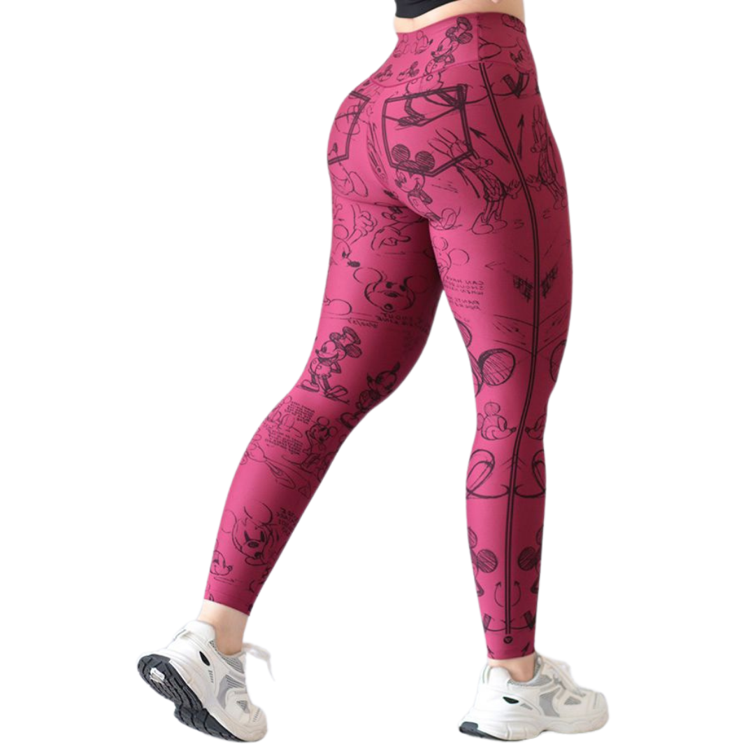 Leggings Deportivos para Mujer Fitness: Efecto Básico, Cintura Alta, Textil Lycra Transpirable con Acabado Liso Mikey, Color Tinto | Adriana Olimpo