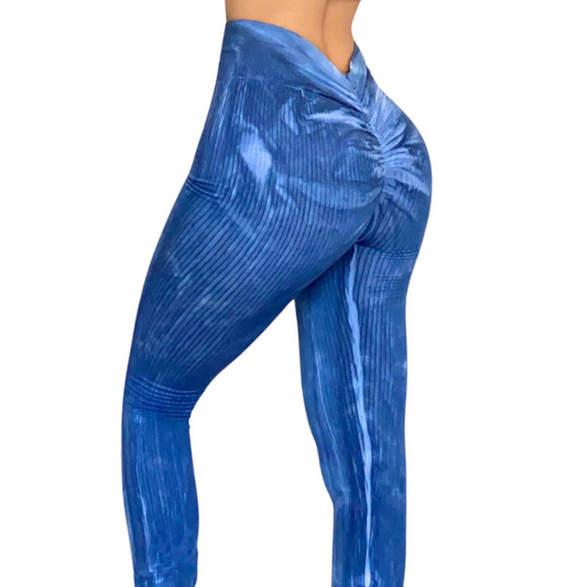 Leggings Deportivos para Mujer Fitness: Efecto Push Up, Cintura Alta, Textil Tejido Seamless Transpirable, Mezclilla | Adriana Olimpo