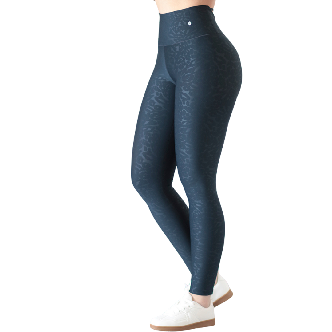 Leggings Deportivos para Mujer Fitness: Efecto Push Up, Cintura Alta, Textil Lycra Transpirable Texturizado con Relieves de Leopardo, Color Azul Rey | Adriana Olimpo